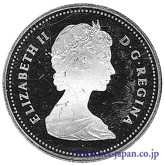 裏：トロント百五十年祭1ドル銀貨