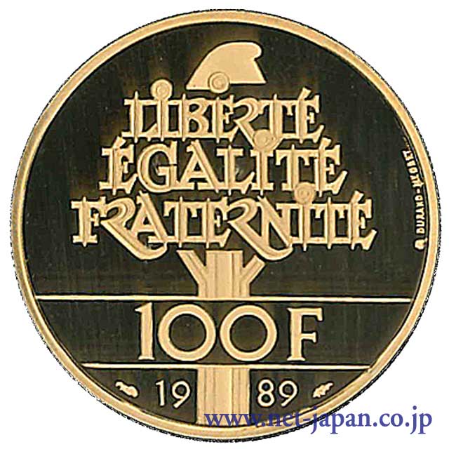 裏：フランス100フラン金貨