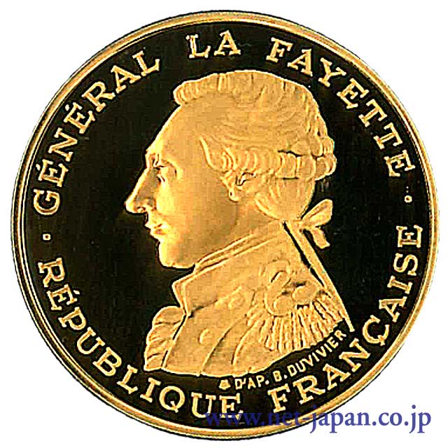 表：ラファイエット将軍生誕230年記念100フラン金貨