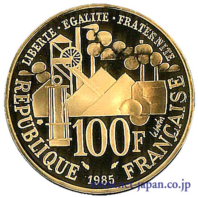 裏：エミール・ゾラ100フラン金貨